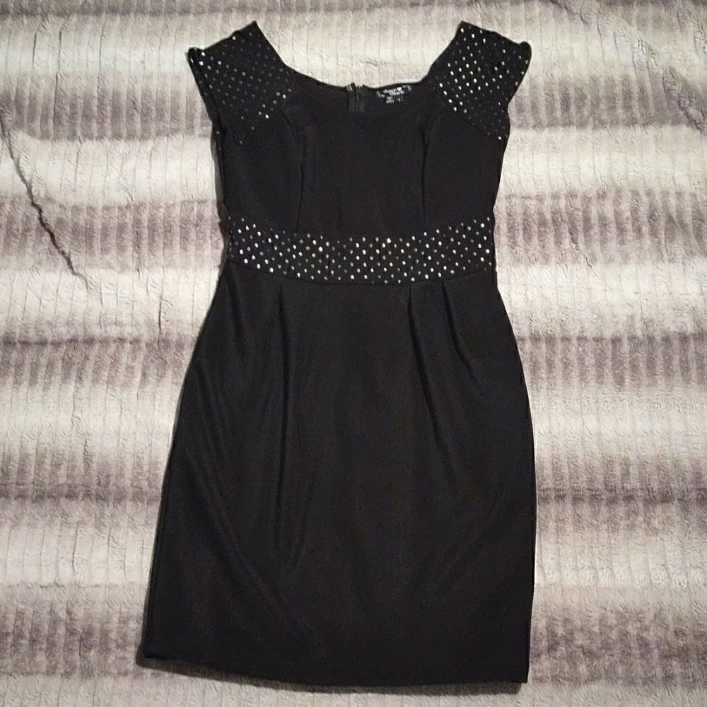 Sequin Hearts Black and Silver Studded Dress
